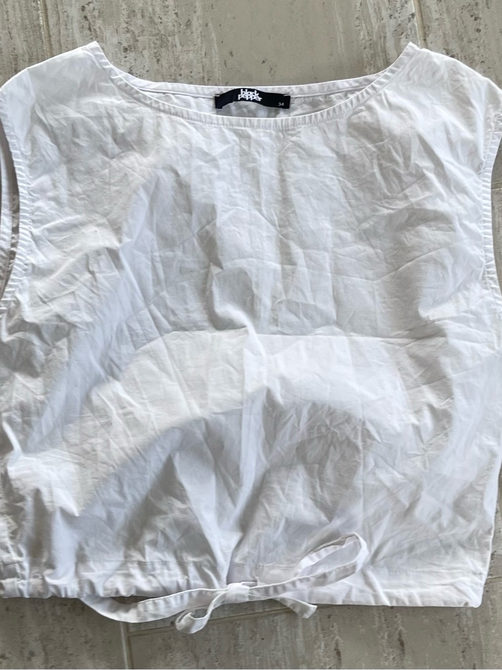 White Sleeveless Drawstring Tank Top by H&M